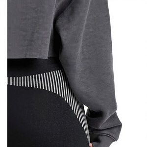 Sudadera Corta con Capucha para Mujer, Manga Larga, Color Sólido, Tejido de Algodón, Ropa de Otoño - Product Image 5