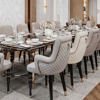 Table à manger longue de style moderne et luxueux pour plusieurs personnes, ensemble de table à manger en marbre, table à manger 12 places et chaises sur mesure