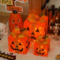 Lampada Decorativa per Interni a Forma di Scatola Regalo per Halloween, Luce Notturna Fai-da-Te a Batteria, Luci Decorative Festive con Telecomando