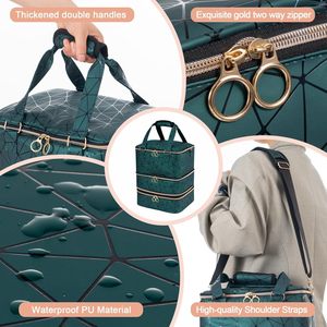 Du lịch lớn công cụ làm móng tay chủ Vai Túi 3 lớp có thể tháo rời Nail Kit lưu trữ trường hợp PU da sơn móng tay tổ chức Túi - Product Image 5