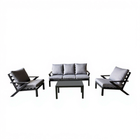 Ensemble de canapés d'extérieur en aluminium en forme de L moderne pour appartement, villa, salon, hôtel ou hall - Écologique, durable et lavable
