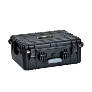 OEM kotak alat plastik hitam casing tahan air dengan pegangan tempat penyimpanan plastik untuk peralatan elektronik