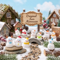 Figurines de bonhommes de neige miniatures en résine en gros pour maisons de poupées, artisanat DIY, villages de Noël et décoration intérieure