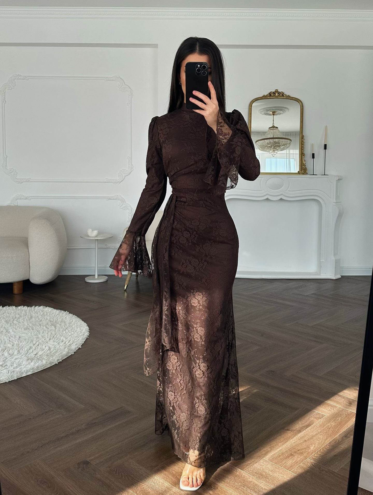 chinese dress ladies Tara Mini Dress in Coffee Brown main image 1
