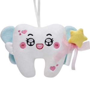 Cuscino Fatina dei Denti di Alta Qualità, Bambola di Peluche della Fatina dei Denti per Bambine con Bacchetta Staccabile, Fiocco e Tasca, Regalo per Denti Perduti - Product Image 2