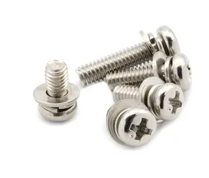 304 stainless steel allen bolt round head Hexagon socket triple screw With Spring Washer Combination Bolt