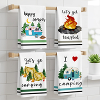 Lot de serviettes de cuisine jetables pour le camping, 4 couleurs unies, Happy Camper, pour le feu de camp et la tente, séchage rapide, microfibre écologique