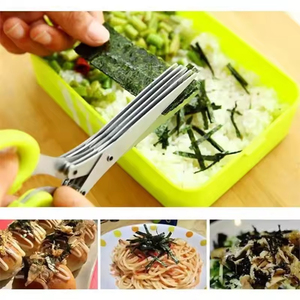 Tijeras Multifuncionales de Acero Inoxidable para Alimentos, Tijeras para Picar Cebolla de 5 Capas, Herramienta para Cortar Hierbas y Especias - Product Image 6