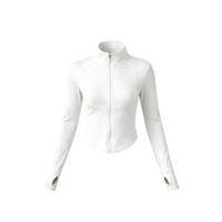 Veste de sport pour femme à col montant, ajustée, extensible dans quatre directions, respirante, séchage rapide, manches longues, coupe-vent, en nylon et élasthanne, pour le yoga