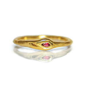 Anillo de Plata 925 Xinyun con Circonita Cúbica Plana y Ojo Turco, Exquisito Anillo <span class=keywords><strong>Sello</strong></span> para Mujer con Rubí y Aguamarina - Product Image 1