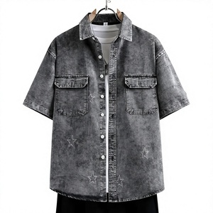 Chemise en jean à manches courtes pour homme, coupe classique, motif uni, poches, décontractée, pour l'été, col rabattu, respirante, anti-plis, ODM - Product Image 6