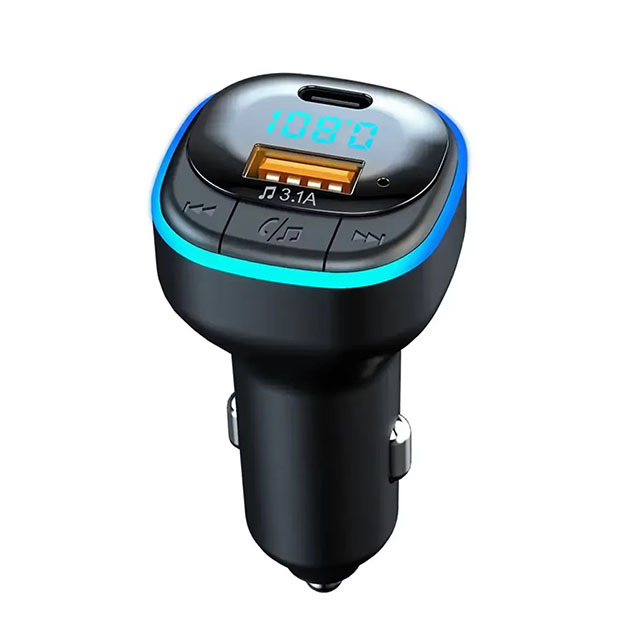 Electric FM Transmitter for 5.0 PD Fast Charging USB Type C Car Phone Charger Handsfree Cigarette Lighter MP3 Music Player