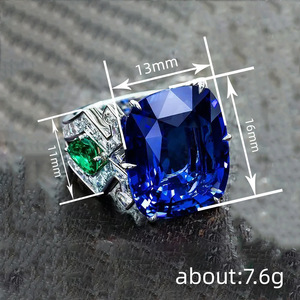 Anello Vintage con Gemma Blu a Forma di Cuore per Donne, Elegante Gioiello da Dito - Product Image 4