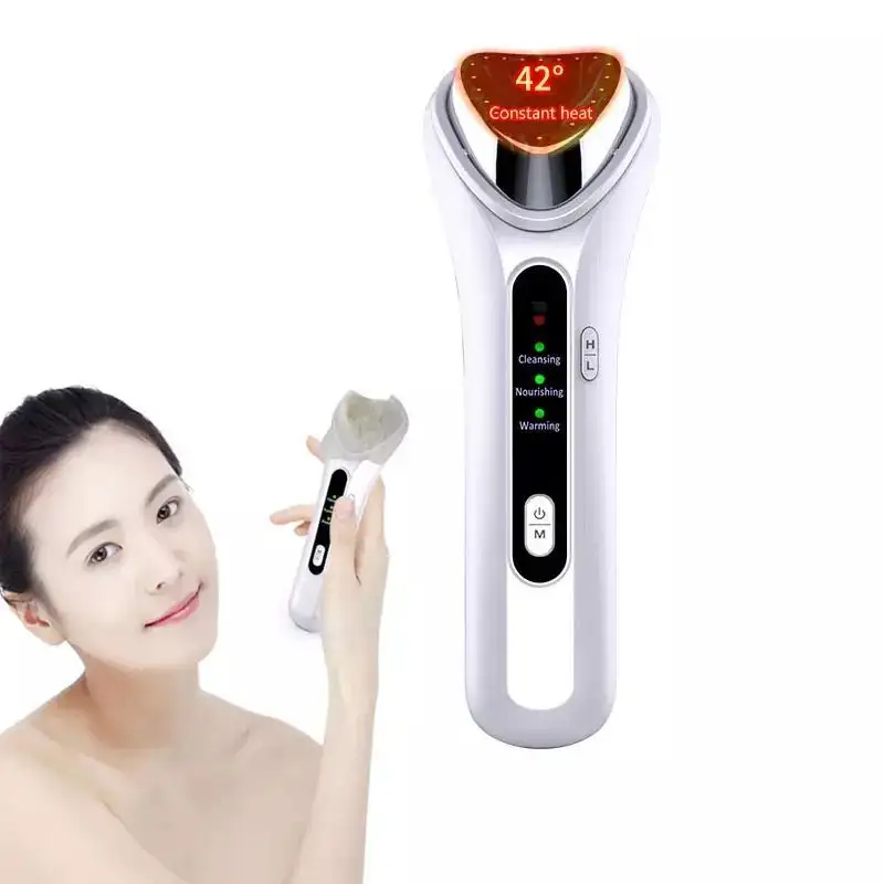 Ev kullanımı iyon ısı titreşim yüz masajı yüz güzellik makinesi cilt beyazlatma Microcurrent yüz temizleme cihazı