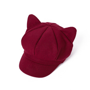 Gorro Newsboy con Orejas de Gato, Gorras de Papelero, Gorros Cálidos de Taxista, Gorros de Pintor Estilo Gatsby, Gorra Octogonal Vintage de Lana para Mujer - Product Image 3