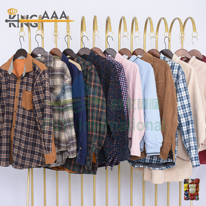 Autumn Korean Plaid <strong>Flannel</strong> Men's <strong>Shirts</strong> Cotton Branded Second Hand Clothing Used Clothes From <strong>Uk</strong> - Product Image 2