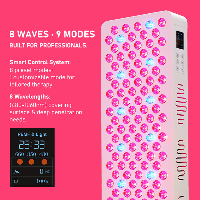 8-Wavelength LED Infrared Light Therapy Red Light Therapy Panel Full Body for Home Use High Power Red Light Panel Supplier