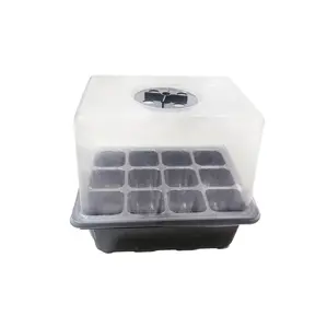 Plastic PS seed starter kit high 12 cells seedling nursery tray with high lid cover Humidity Dome for Seed Growing Germinating