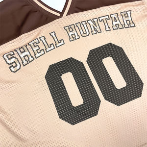 เสื้อฟุตบอลแนวสตรีทอเมริกันเสื้อฟุตบอลทรงโอเวอร์ไซส์ระบายอากาศตาข่ายพิมพ์ซับลิเมชันตามสั่ง - Product Image 3