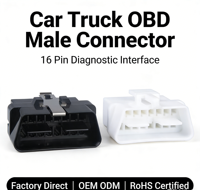 Interfaz de Diagnóstico para Automóviles, Camiones y Motocicletas, Conector OBD2 Macho con 16 Pines, Carcasa de PC, Certificación ROHS