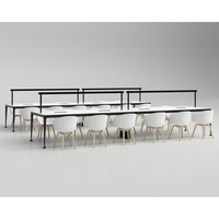 Vente directe d'usine, table d'étude extensible moderne pour plusieurs personnes avec éclairage LED, design ergonomique en bois et aluminium pour usage scolaire