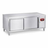 Table de travail en acier inoxydable de 1800 mm avec armoires chauffantes et porte coulissante simple pour restaurant