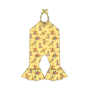 Baju terusan anak perempuan baru lahir, motif Barat celana panjang tanpa lengan Bodysuit kasual dengan gaya Tie-Up - Product Image 6