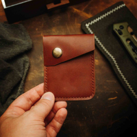 Dompet kartu kulit asli, dompet kulit kuda gila Vintage, dompet kartu kredit saku depan, dompet minimalis ramping