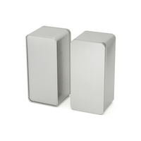 Boîte en métal rectangulaire, argent mat, vide, personnalisable avec logo, 190x90x85mm, pour emballage cadeau, bonbons, thé