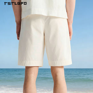 Pantalones Cortos Casuales para Hombre, Cintura Media, Doble Pliegue, Largura hasta la Rodilla, Tela Satén, Estilo Uniforme de Oficina - Product Image 3