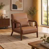 MULIGNA Fauteuil de détente en bois massif, style nordique moderne et minimaliste, pour chambre, balcon, salon, petit appartement, fauteuil individuel paresseux