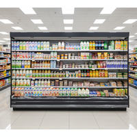 Réfrigérateur ouvert multi-étagères pour produits laitiers, refroidissement par air, avec contrôle numérique, pour supermarché