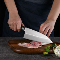 Couteau de chef japonais en acier inoxydable 8-9,9 pouces, manche en bois, extra-affûté, finition haute brillance, couteau de cuisine pour droitier