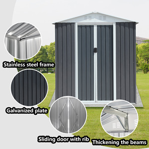 Garden Steel Shed 8x6 Ft Lockable Door Outdoor <b>Storage</b> For <b>Tools</b> And Equipment - Product Image 2