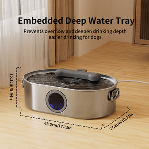 Fuente de agua de acero inoxidable de 13L para casas multimascotas Fuente de agua recargable para perros y gatos con patrón sólido - Product Image 6