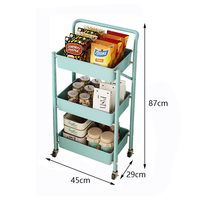 Chariot de rangement multifonctionnel pliable à trois niveaux Chariot de plancher en métal Présentoir empilable pour snacks Rangement pour snacks