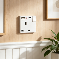 Interrupteur mural standard britannique de 146 mm avec port USB et Type C, 13A 250V, certifié CE ROHS, blanc, pour la rénovation de la maison et les projets hôteliers