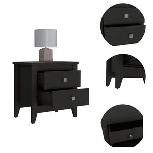 Amara Nightstand Two Drawers Black Storage Drawer <b>Bedside</b> <b>Table</b> - Product Image 5