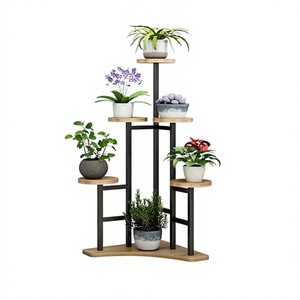 Support de jardinière en bois et en fer forgé en vrac pour support de jardinière intérieur et extérieur à des prix compétitifs - Product Image 1