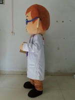 Costume de mascotte en peluche Dr Docteur unisexe pour adulte, motif dessin animé amusant Ciel Bleu, avec cravate violette