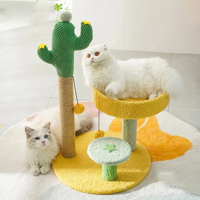 Fabricante atacado bonito cacto personalizado luxo gato Scratcher torre para gatos grandes