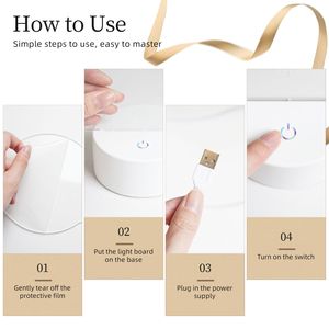 Veilleuse ronde en acrylique personnalisée/en gros, veilleuse tactile ronde en acrylique avec câble USB, 3 couleurs réglables pour la chambre - Product Image 5