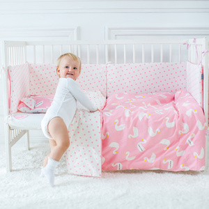 Vuelos baratos de China al por mayor de punto Rosa patrón impreso suave muselina bebé cama <span class=keywords><strong>cuna</strong></span> set - Product Image 3