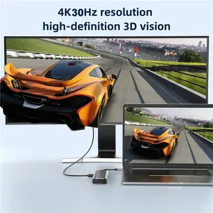 6-in-1 USB-C Hub & Dockingstation mit Festplattenspeicher (<span class=keywords><strong>M</strong></span>.2 NVMe SATA SSD) Typ-C Adapter für Macbook Pro - Aluminiumlegierung Lagerware - Product Image 2