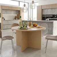 Table Ronde en Bois Style Marin pour Cafés et Restaurants ; Table de Présentation Commerciale Minimaliste Moderne Personnalisable Pièce de Designer