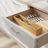 Boîte de rangement multifonctionnelle en bambou pour tiroirs, idéale pour la couture, le bureau, la salle de bain, la cuisine, avec compartiments, pour l'artisanat et la décoration intérieure