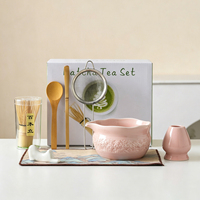 Ensemble de thé matcha en céramique de style japonais, bol à matcha à texture de pierre, kit de cérémonie du thé, fouet en bambou, logo personnalisé OEM