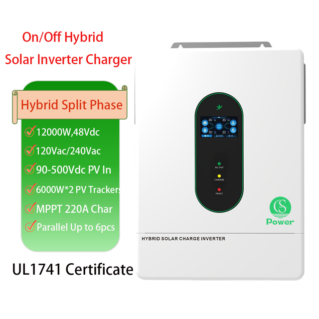 Factory Price 120v 240v Split Phase 12kw MPPT Hybrid Inverter on off Grid Parallel up to 6 Units Energy Storage Solar Inverter