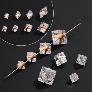 Perles de zircon en cristal de Nantong à quatre griffes inversées, rondes et carrées, pour la fabrication de bijoux - Product Image 4