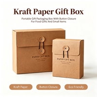 Kotak Hadiah Kertas Kraft Logo Kustom  Hadiah Makanan Kopi Camilan Barang Kecil Kotak Kemasan Hadiah Portabel Dengan Penutup Kancing